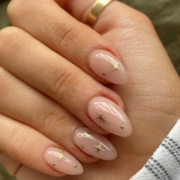 Foreign trade explosion metal wind star light wearing nail piece simple almond nail wearing nail fake nail wholesale