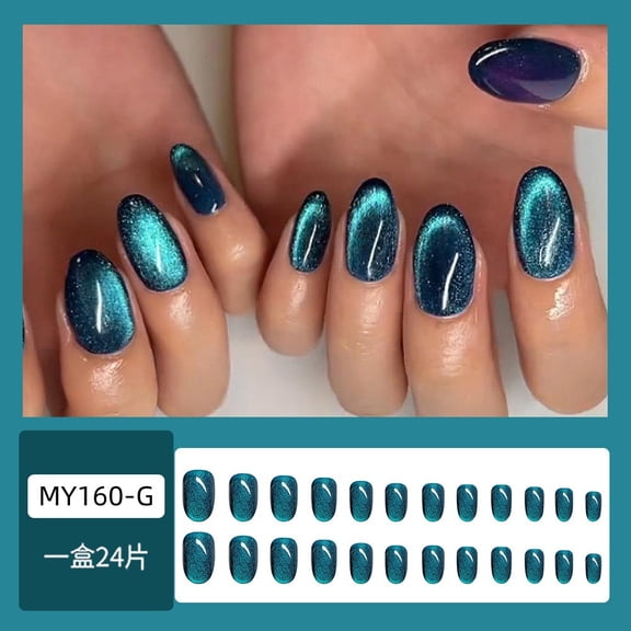 Foreign trade short hot-selling wearable nail art tablets, peacock kyanite cat's eye wearing nail, European and American fake nail patches