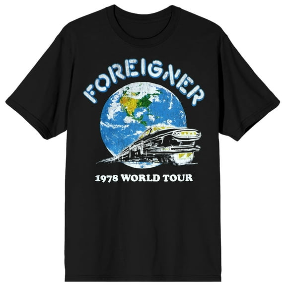 Foreigner 1978 World Tour Crew Neck Short Sleeve Men's Black T-shirt-Large