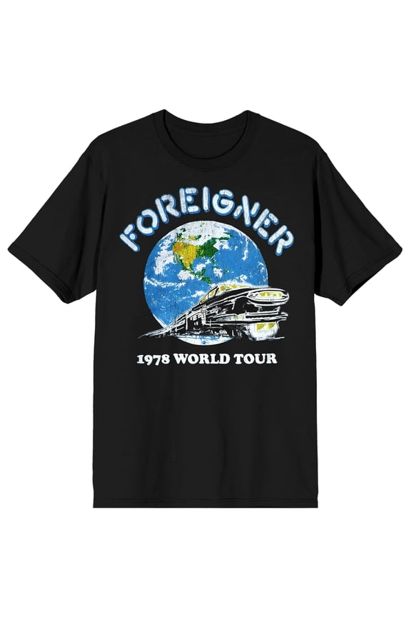 Foreigner 1978 World Tour Crew Neck Short Sleeve Men's Black T-shirt-XL