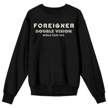 Foreigner Double Vision 1978 World Tour Adult Black Crew Neck Sweatshirt-Small