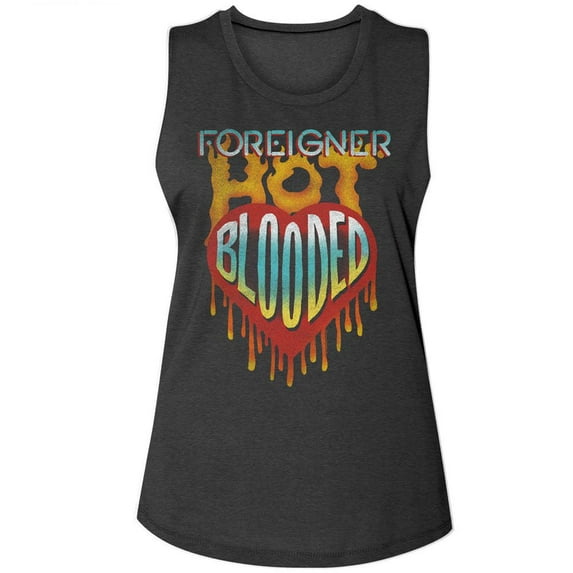 Foreigner Hot Blooded Charcoal Women's Muscle Tank Top L