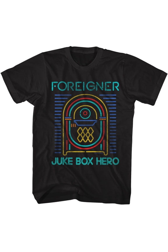 Foreigner Juke Box Hero Black T-Shirt