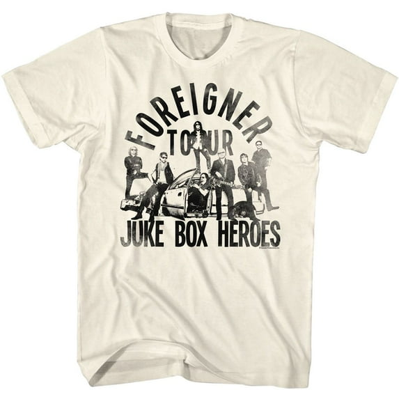 Foreigner Juke Box Heroes Natural Adult T-Shirt L