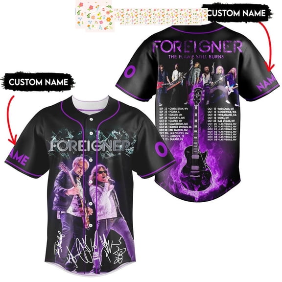 Foreigner The Flames Still Burns 2024 Tour Personalized Baseball Jersey