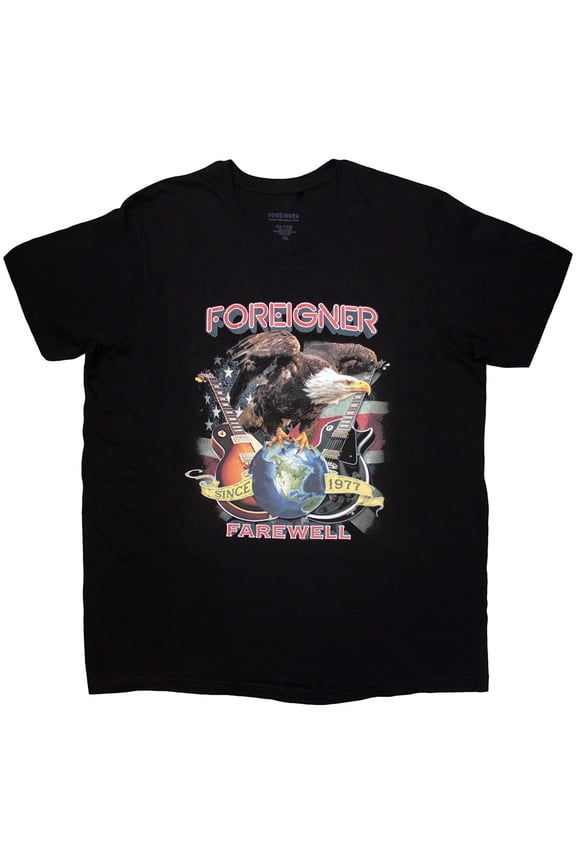 Foreigner Unisex T-Shirt Farewell Eagle (Black) (XX-Large)