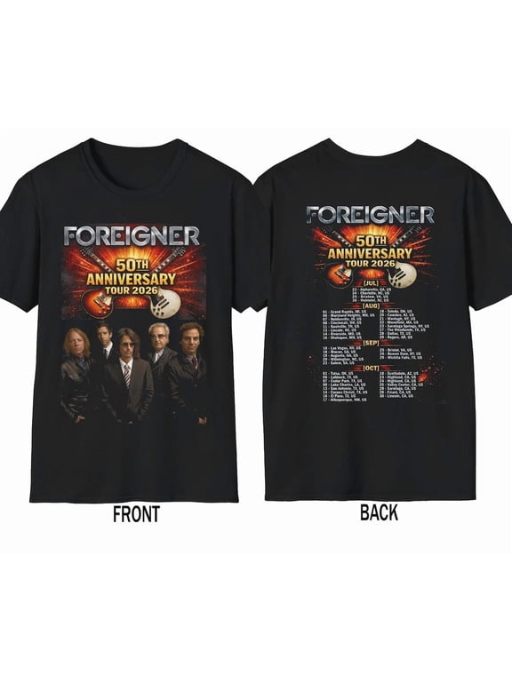 Foreigner World Tour Unisex T-shirt, 50Th Anniversary Shirt Gift For Fan,Black Color,Size XL