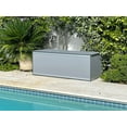 thumbnail image 1 of Foreman 120 Gallon Large Deck Box made from Compact Laminate and Anodized Aluminum with a Dark Grey Seat Cushion, removable Machine Washable cover and Graphite colored All Weather Nylon Deck Box cover, 1 of 4