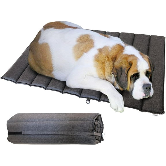 Foreman Foldable Outdoor Indoor Waterproof Heavy Duty Dog Bed Foam Mattress, Durable Water Resistant, Portable and Camping Travel Pet Mat, XXL 48"-30", Gray