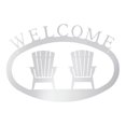 thumbnail image 1 of Foreman Metal Works WELCOMECHAIRS-24-SILVR 14 Gauge Solid Steel Unique Welcome Script with Open Patio Chairs Wall Art, Sparkling Silver - 24 in., 1 of 1