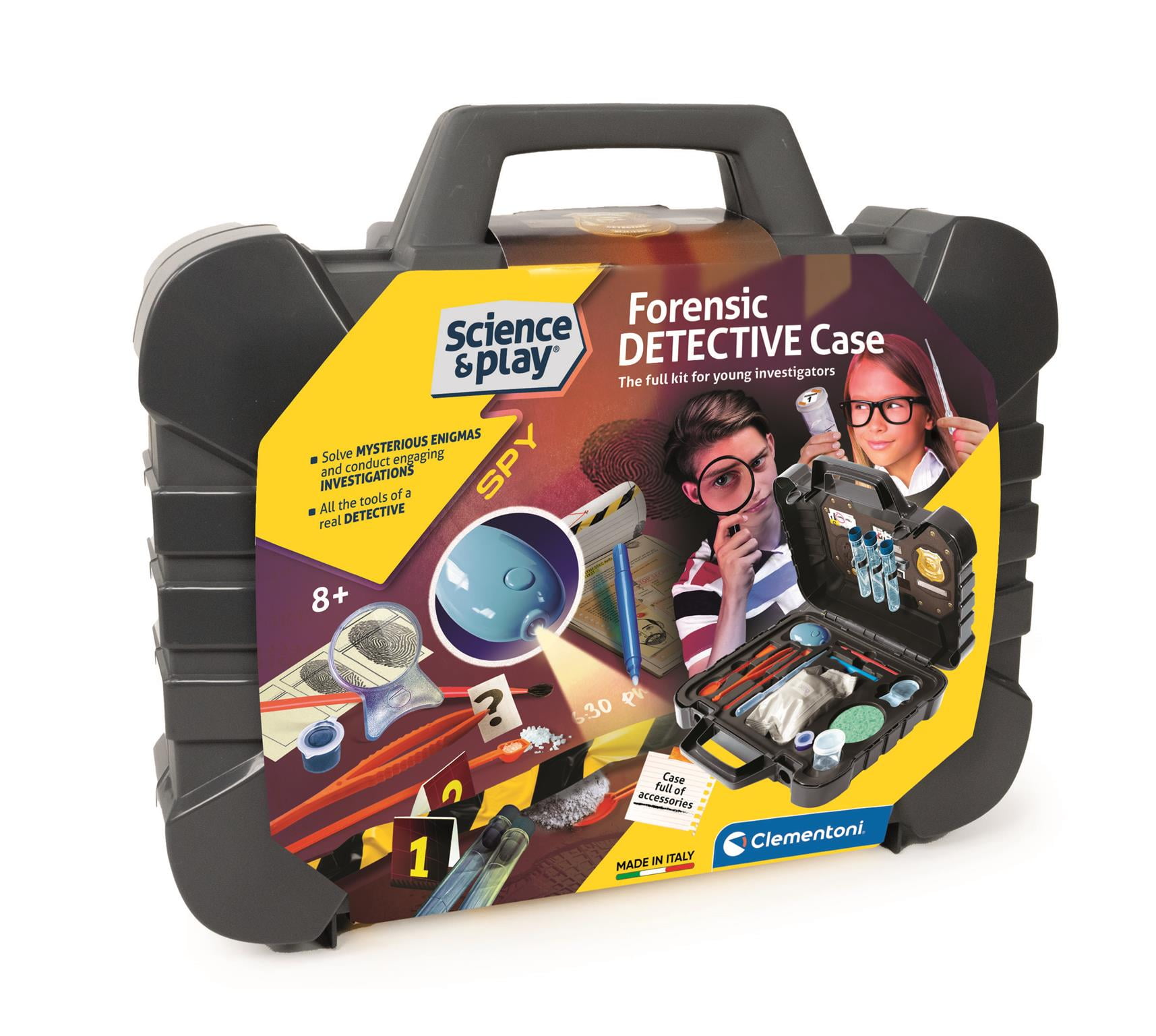 Clementoni, Science & Play Forensic Detective Case: Crack the Case with Fingerprint Dusting, Plaster Casting & Code Breaking (8+ Years)
