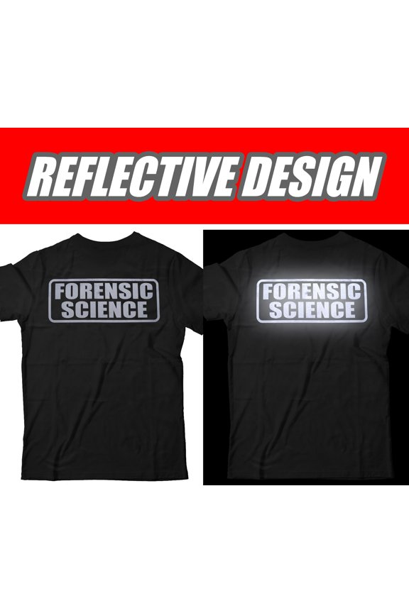 Forensic Science Technician t-shirt with REFLECTIVE logo design, 100% cotton.
