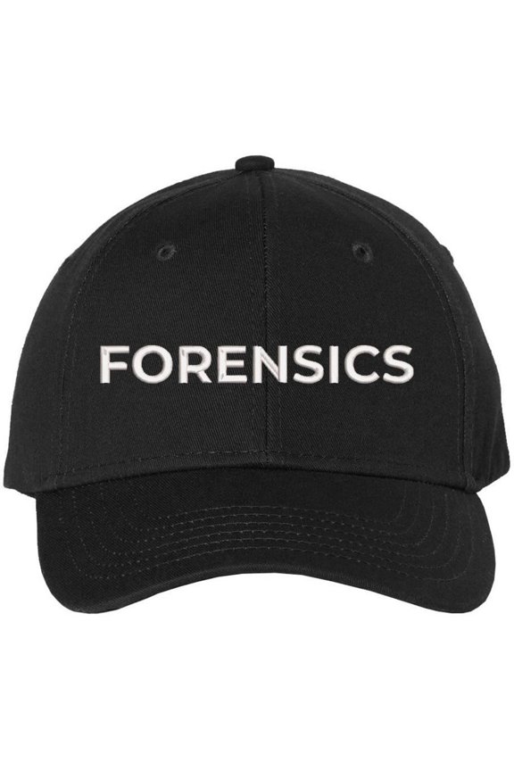 Forensics Embroidered Baseball Cap | Team Investigative Scientific Clinical Professionals Structured Hat (Black/White)