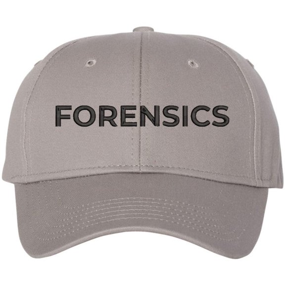 Forensics Embroidered Baseball Cap | Team Investigative Scientific Clinical Professionals Structured Hat (Grey/Black)