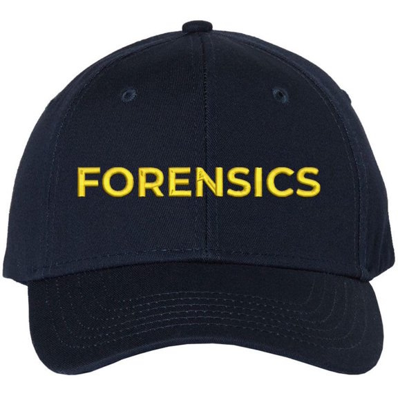 Forensics Embroidered Baseball Cap | Team Investigative Scientific Clinical Professionals Structured Hat (Navy/Gold)