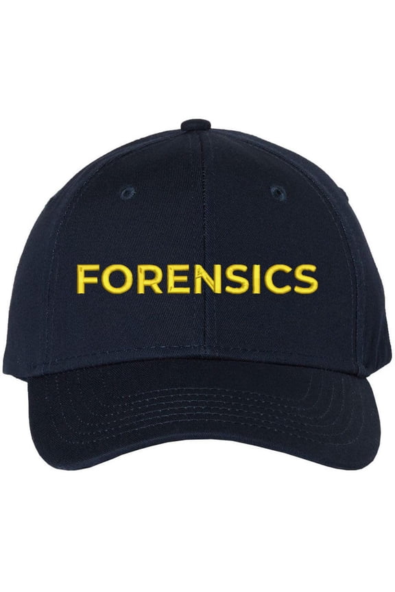 Forensics Embroidered Baseball Cap | Team Investigative Scientific Clinical Professionals Structured Hat (Navy/Gold)