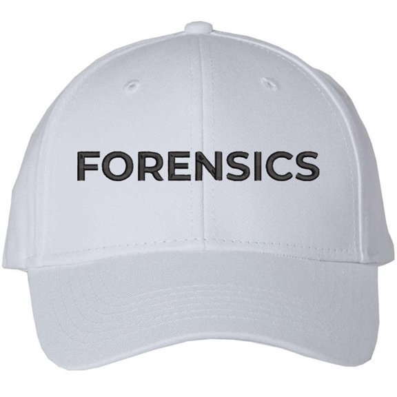 Forensics Embroidered Baseball Cap | Team Investigative Scientific Clinical Professionals Structured Hat (White/Black)