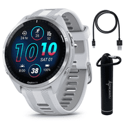 Forerunner 965 Premium GPS Running and Triathlon Smartwatch with AMOLED Touchscreen Display, Titanium Bezel with Whitestone Silicone Band with Wearable4U Power bank Bundle