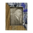thumbnail image 1 of Foreside Home and Garden 4x6 Blue Agate Stone & Acacia Wood Photo Picture Frame w/Glass Pane Summer Ocean Beach House Coastal Lake Home Living Room End Table Fireplace Mantle Bedroom Bedside Table, 1 of 1