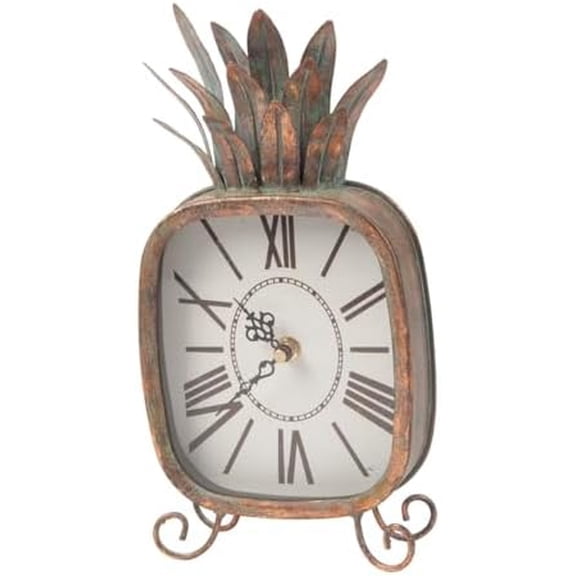 Foreside Home & Garden Copper Patina Rustic Pineapple Metal Battery Operated Table Clock$$Home Decor, Kitchen, & Other
