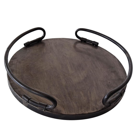 Foreside Home & Garden Metal 14 x 14 inch Round Decorative Tray, Small