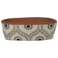 thumbnail image 1 of Foreside Home & Garden Natural Handthrown Oval Terracotta Planter with Handpainted Block Pattern, 1 of 7