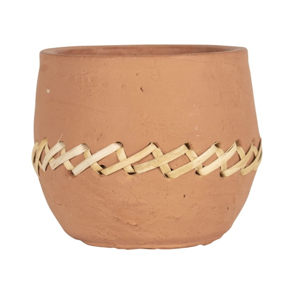Foreside Home & Garden Terracotta & Cane Weave Planter
