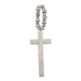 thumbnail image 1 of Foreside Home & Garden White Brushed Wood Cross with Beaded Hanger Wall D√©cor, 1 of 6