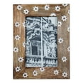 thumbnail image 1 of Foreside Home & Garden White Flower Pattern 4x6 Inch Wood Decorative Picture Frame, Natural, 1 of 8