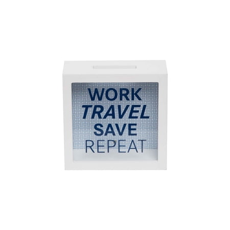 Foreside Home & Garden Work Travel Save Repeat Wooden Piggy Bank