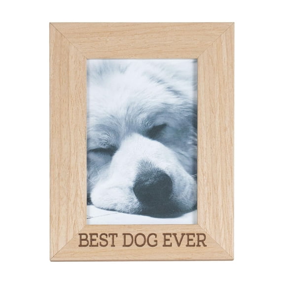 Foreside Home and Garden 4x6 Inches Best Dog Ever Natural Wood & Glass Photo Frame - Foreside Home & Garden