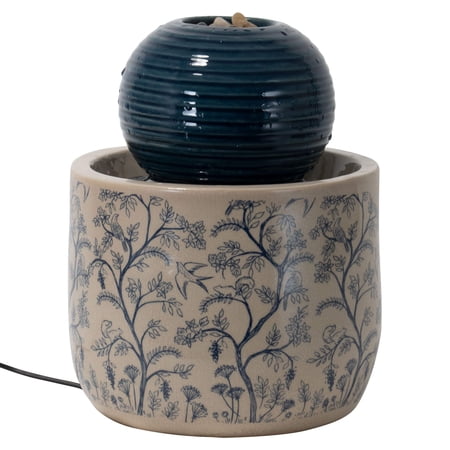 Foreside Home and Garden Multicolor Chinoiserie Ceramic Indoor Water Fountain with Pump