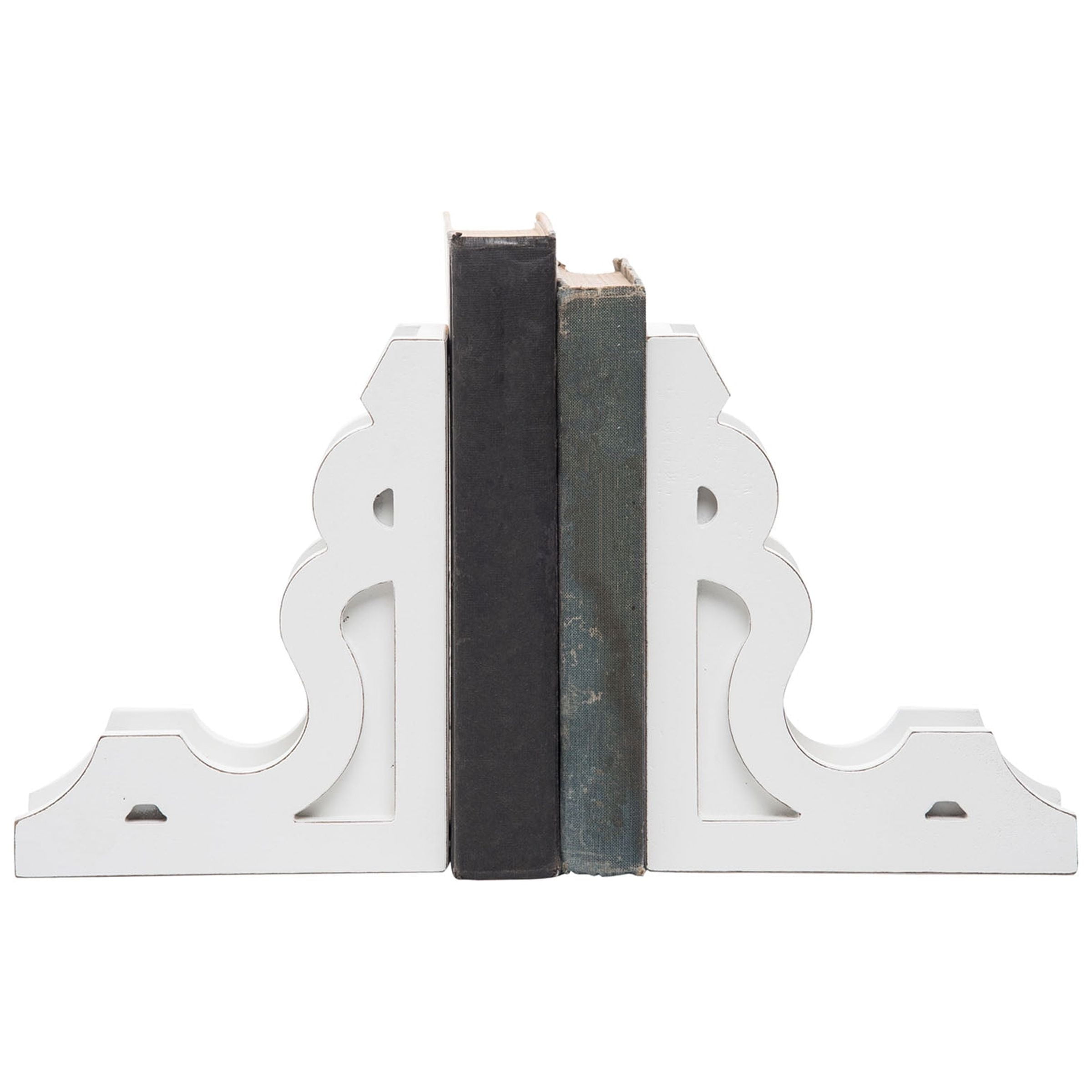 Vintage White Wood Corbel Bookends Set of 2