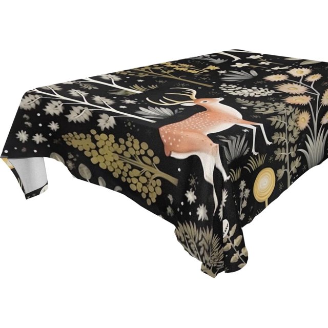 Foresst Deer Rectangle Tablecloth Waterproof Polyester Table Clothative Stain Resistant & Wrinkle Resistant Washable Table Cover for Dining Table/Party/Camping 60x108 Inch Decor Gift