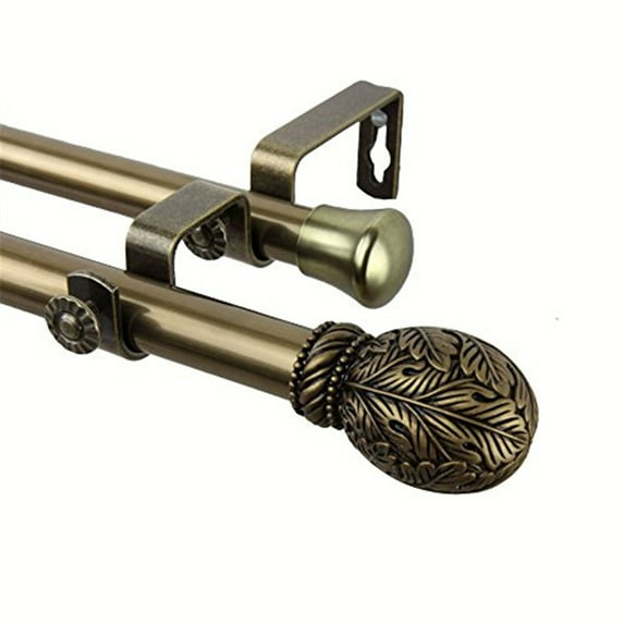 Forest 13/16 inch Double Curtain Rod-Color:Antique Brass,Size:66-120"