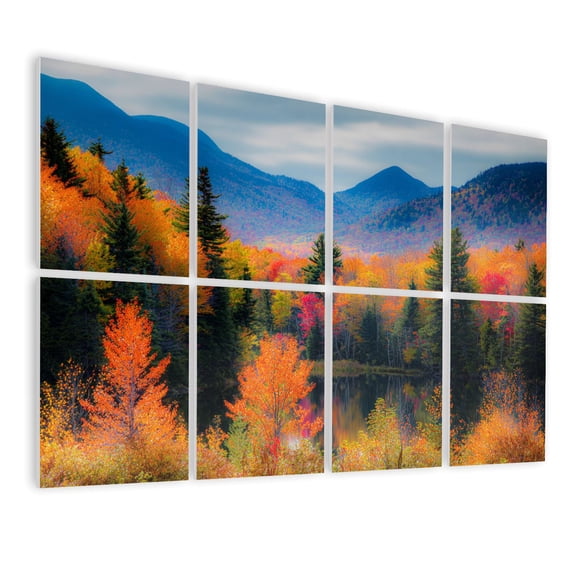 Forest 8 Pack Art Acoustic Panels Sound Absorbing Autumn White Mountains New Hampshire Decorative Soundproof Wall Panels Self Adhesive for Nursery Game Room Bedroom 48"x32"