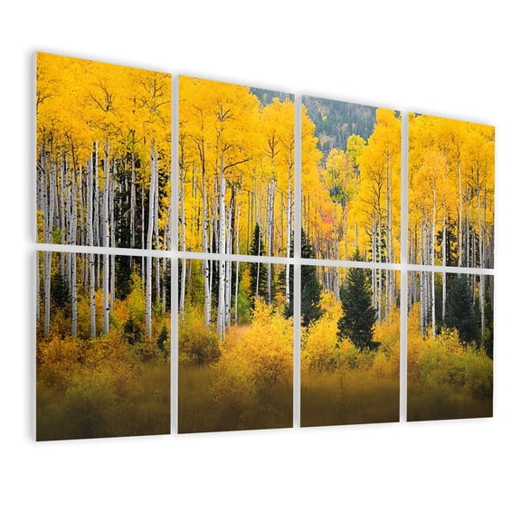 Forest 8 Pack Art Acoustic Panels Sound Absorbing Autumn aspen tree forest Rocky Mountains Decorative Soundproof Wall Panels Self Adhesive for Nursery Game Room Bedroom 48"x32"