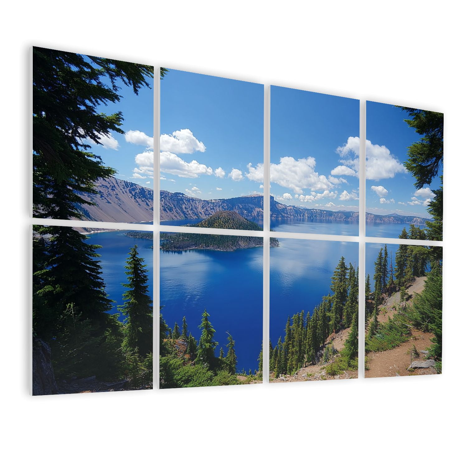 Forest 8 Pack Art Acoustic Panels Sound Absorbing Crater Lake National Park Oregon Decorative Soundproof Wall Panels Self Adhesive for Nursery Game Room Bedroom 48"x32"