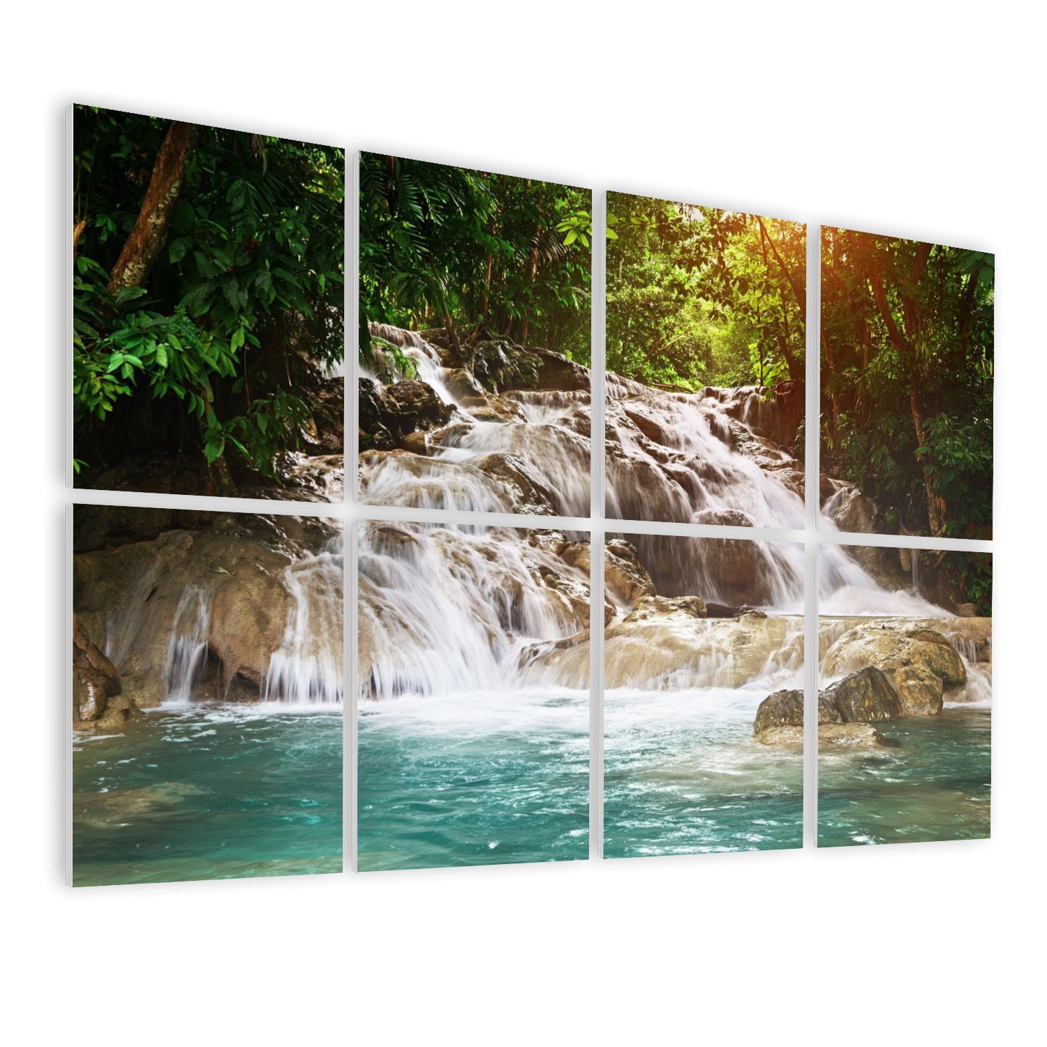 Forest 8 Pack Art Acoustic Panels Sound Absorbing Dunn River Falls Jamaica Decorative Soundproof Wall Panels Self Adhesive for Nursery Game Room Bedroom 48"x32"