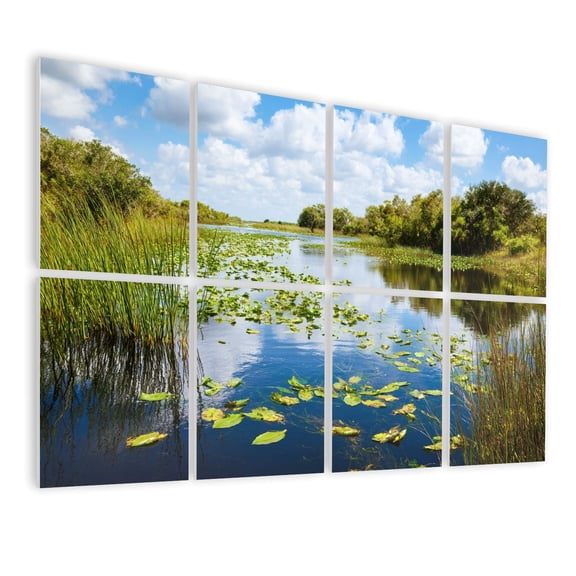 Forest 8 Pack Art Acoustic Panels Sound Absorbing Florida wetland Airboat ride Everglades National Park Decorative Soundproof Wall Panels Self Adhesive for Nursery Game Room Bedroom 48"x32"