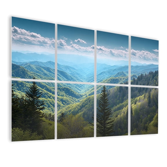 Forest 8 Pack Art Acoustic Panels Sound Absorbing Forest Great Smoky Mountains National Park Great Smoky Mountains Decorative Soundproof Wall Panels Self Adhesive for Game Room 48"x32"