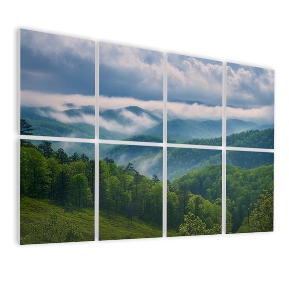 Forest 8 Pack Art Acoustic Panels Sound Absorbing Kentucky Mountains Low Clouds Decorative Soundproof Wall Panels Self Adhesive for Nursery Game Room Bedroom 48"x32"