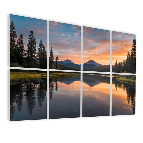 Forest 8 Pack Art Acoustic Panels Sound Absorbing South Sister Broken Top Sunset Sparks Lake Oregon Decorative Soundproof Wall Panels Self Adhesive for Nursery Game Room Bedroom 48"x32"