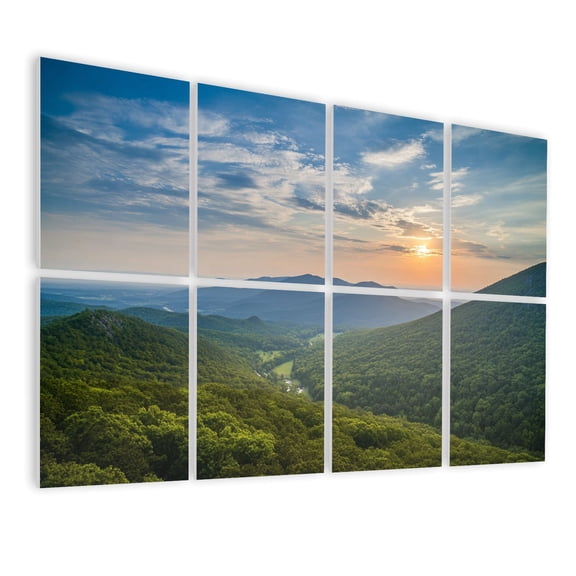 Forest 8 Pack Art Acoustic Panels Sound Absorbing Sunset Shenandoah Valley Blue Ridge Mountains Crescent Rock Decorative Soundproof Wall Panels Self Adhesive for Game Room Bedroom 48"x32"