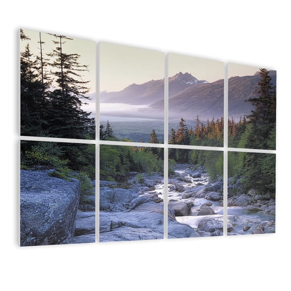 Forest 8 Pack Art Acoustic Panels Sound Absorbing river white mountains new hampshire forest dawns Decorative Soundproof Wall Panels Self Adhesive for Nursery Game Room Bedroom 48"x32"