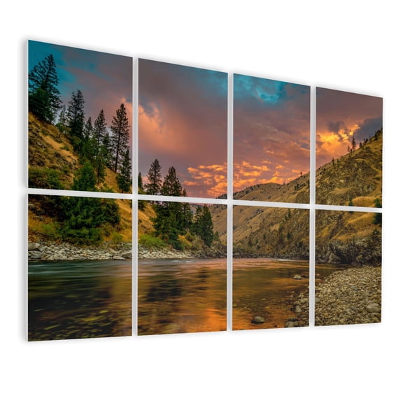 Forest 8 Pack Art Acoustic Panels Sound Absorbing sunset lower salmon river idaho idahos Decorative Soundproof Wall Panels Self Adhesive for Nursery Game Room Bedroom 48"x32"