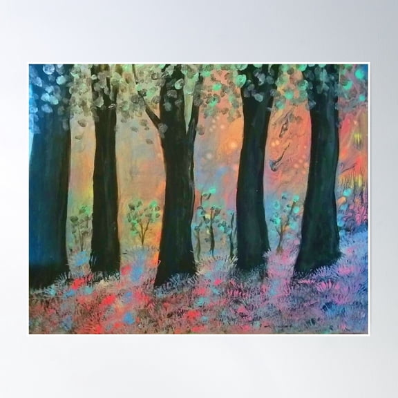 Forest Aglow Impressionism Poster Wall Art, Modern Wall Decor, 8x12 UNFRAMED