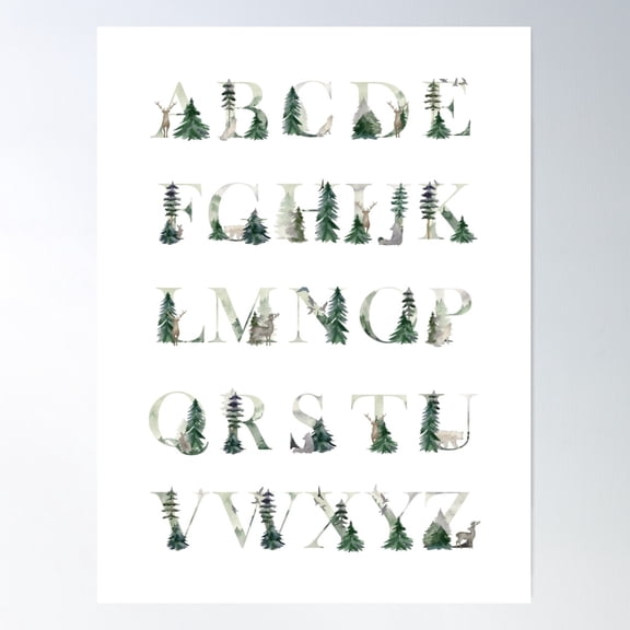 Forest Alphabet Poster Wall Art, Modern Wall Decor For Living Room Bedroom, 8x12 UNFRAMED