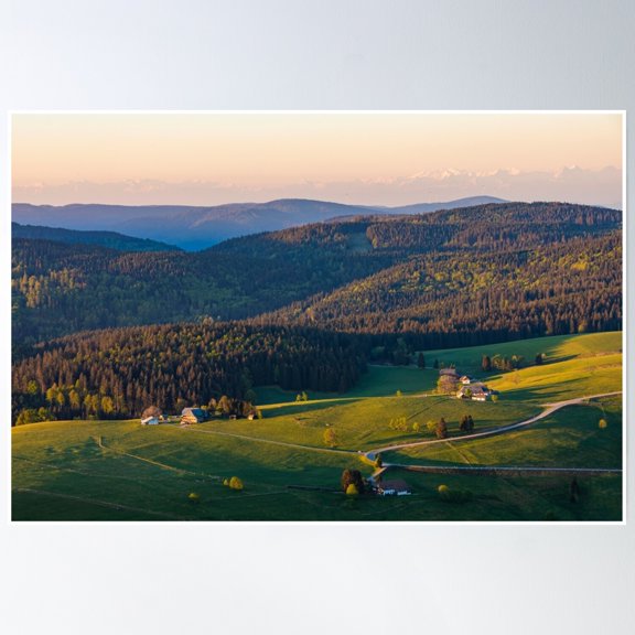 Forest And Black Forest Houses In The Black Forest Near Schauinsland Poster Wall Art, Modern Wall Decor, 8x12 UNFRAMED