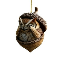 Forest Animal Acorn Ornament 3.9in – Woodland Creature Christmas Tree Decoration, Rustic Acrylic Hanging Ornament for Holiday Home Décor, Nature-Themed Seasonal Accent Gift